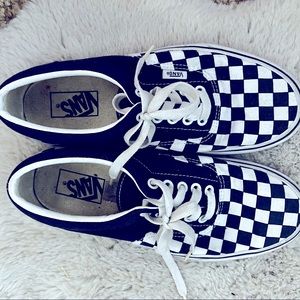 Navy Blue Checkered Vans